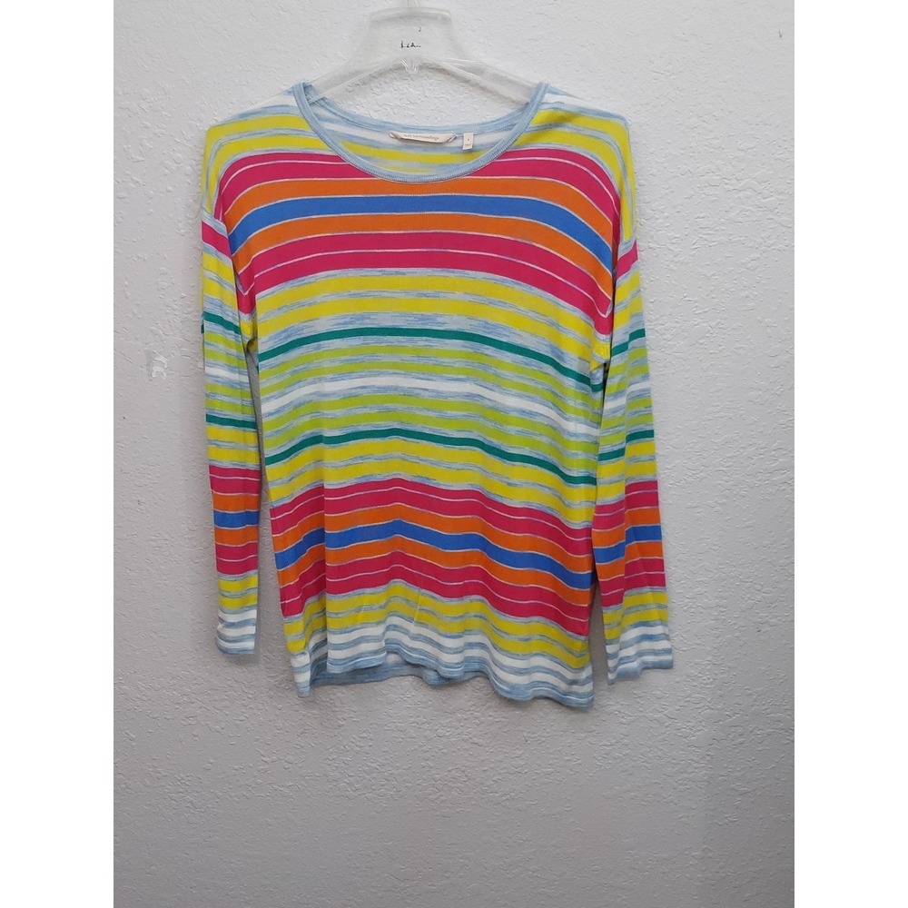 Soft Surroundings Sweater‎ Womens Large Colorful Striped Long Sleeve Lightweight
